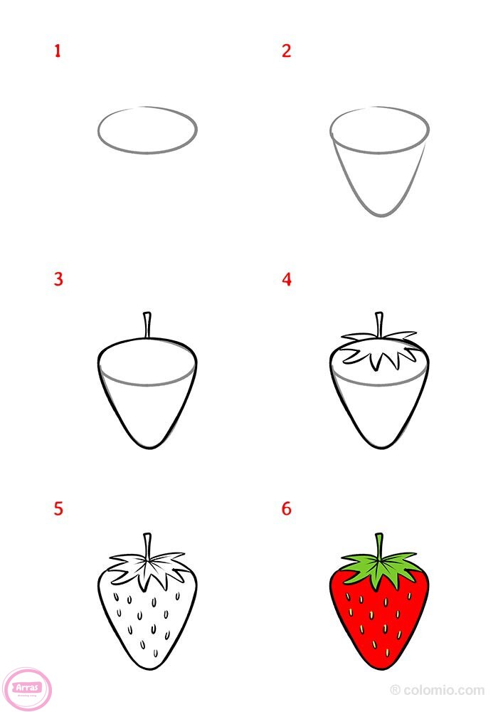 کشیدن توت فرنگی خوشمزه w